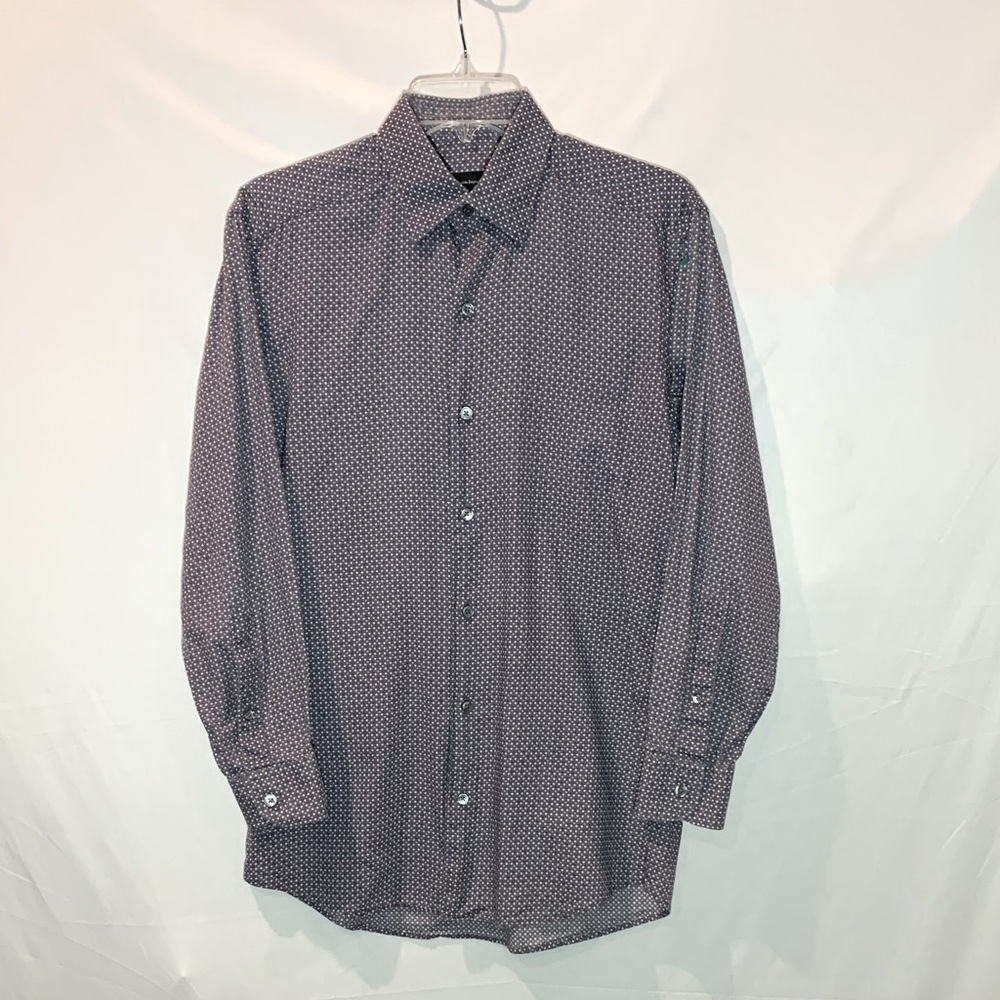 Ermenegildo Zegna Men's Gray Blue White Intricate Patterned Shirt